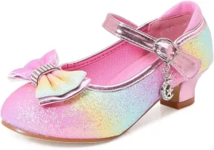 Girls Dress Shoes Prom Wedding Party Low Heel Glitter Prom Shoes Toddler Kids