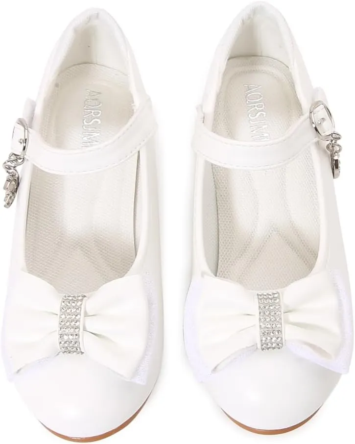 Girls Dress Shoes Prom Wedding Party Low Heel Glitter Prom Shoes Toddler Kids