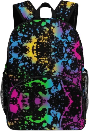 Glow In Dark Splatter Neon Backpack for Worker Teacher Business Hiking Travel Bag Shoulders Bag