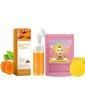 Glow Wash Turmeric Face Wash with Brush, Glow Wash, Glow Scrub, Care Turmeric Face Wash, Cleansing Pads (1Bag 150ml)