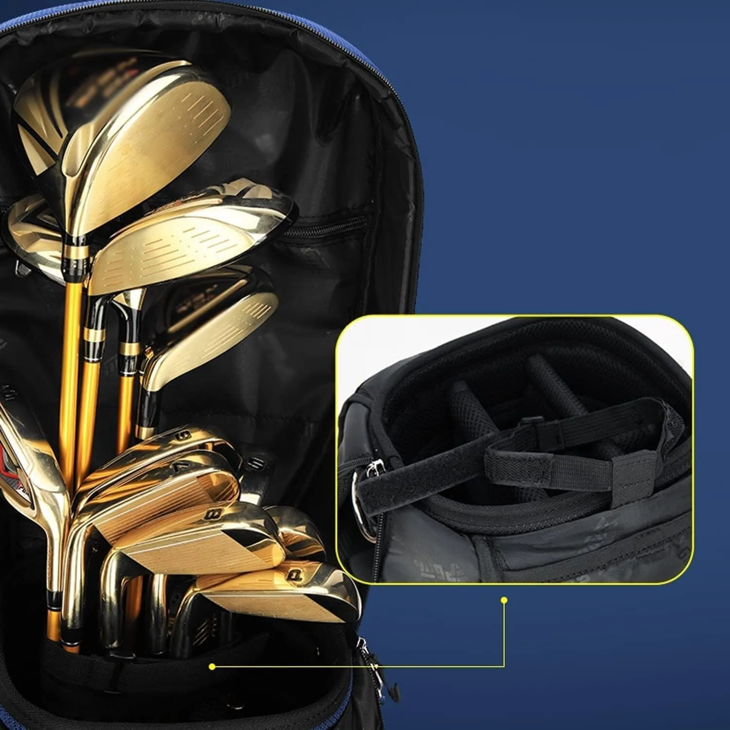 Golf Cart Bag for Men and Women, 5 Dividers Top, Rolling Club with Wheels Strap, Lightweight for Driving Range