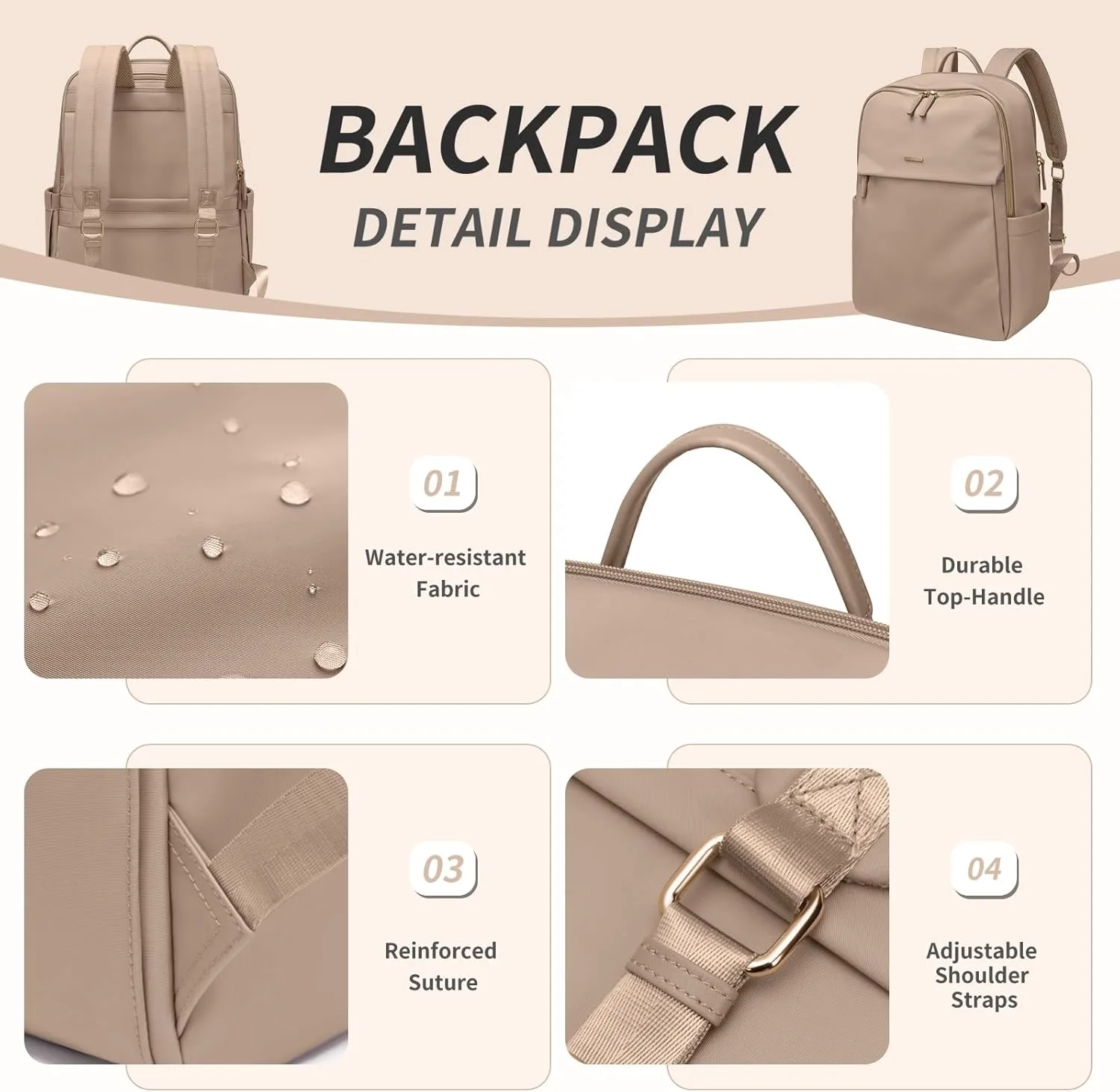 GOLF SUPAGS Women Laptop Backpack with Separate Laptop Compartment Fits 15.6 Inch Notebook Casual Daypack for Work Travel College Backpack Book Bags