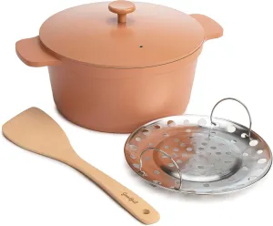 Goodful All-In-One Pot, Multilayer Nonstick, High Performance Cast Dutch Oven With Matching Lid, Roasting Rack And Turner, Made Without PFOA, Dishwasher Safe Cookware, 4.7-Quart, Terracotta