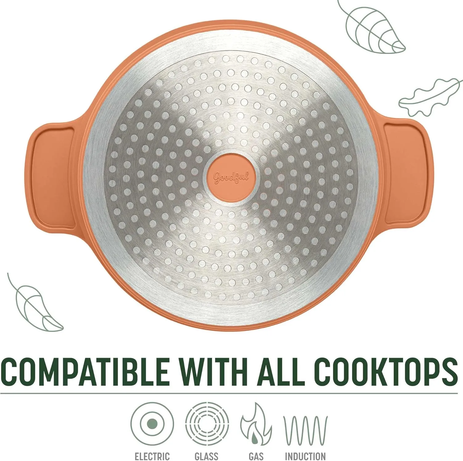Goodful All-In-One Pot, Multilayer Nonstick, High Performance Cast Dutch Oven With Matching Lid, Roasting Rack And Turner, Made Without PFOA, Dishwasher Safe Cookware, 4.7-Quart, Terracotta