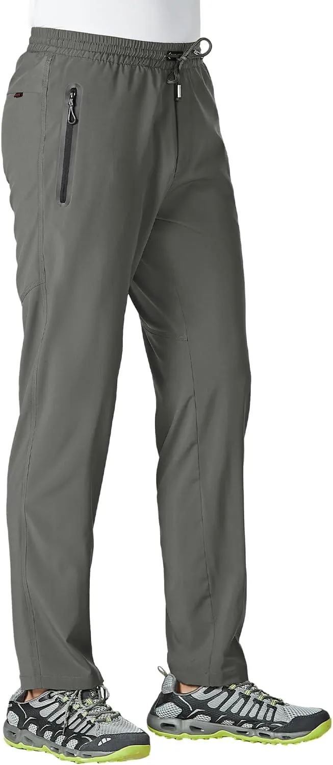 Gopune Men's Lightweight Hiking Running Sweatpants Quick Dry Outdoor Athletic Casual Pants with Zipper Pockets
