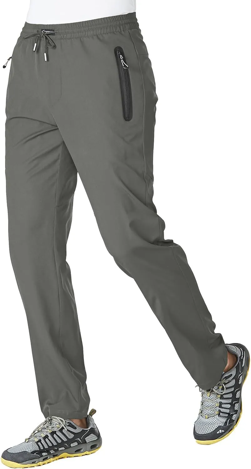 Gopune Men's Lightweight Hiking Running Sweatpants Quick Dry Outdoor Athletic Casual Pants with Zipper Pockets