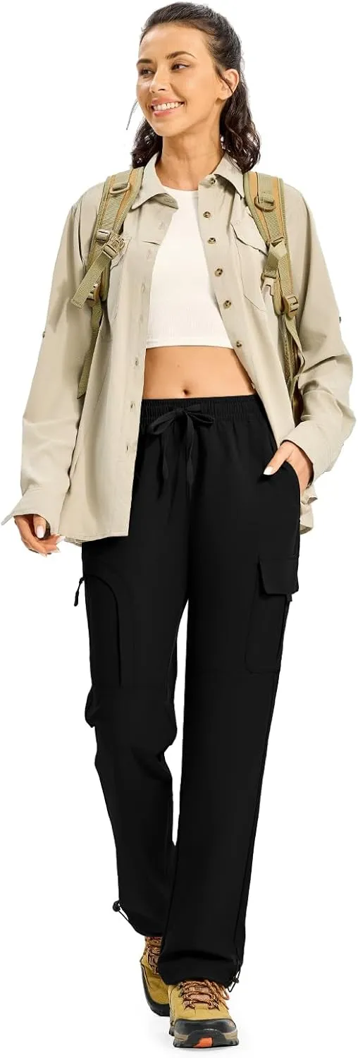 Gopune Women's Hiking Cargo Pants Lightweight Quick Dry Water Resistant Camping Work Travel Pants