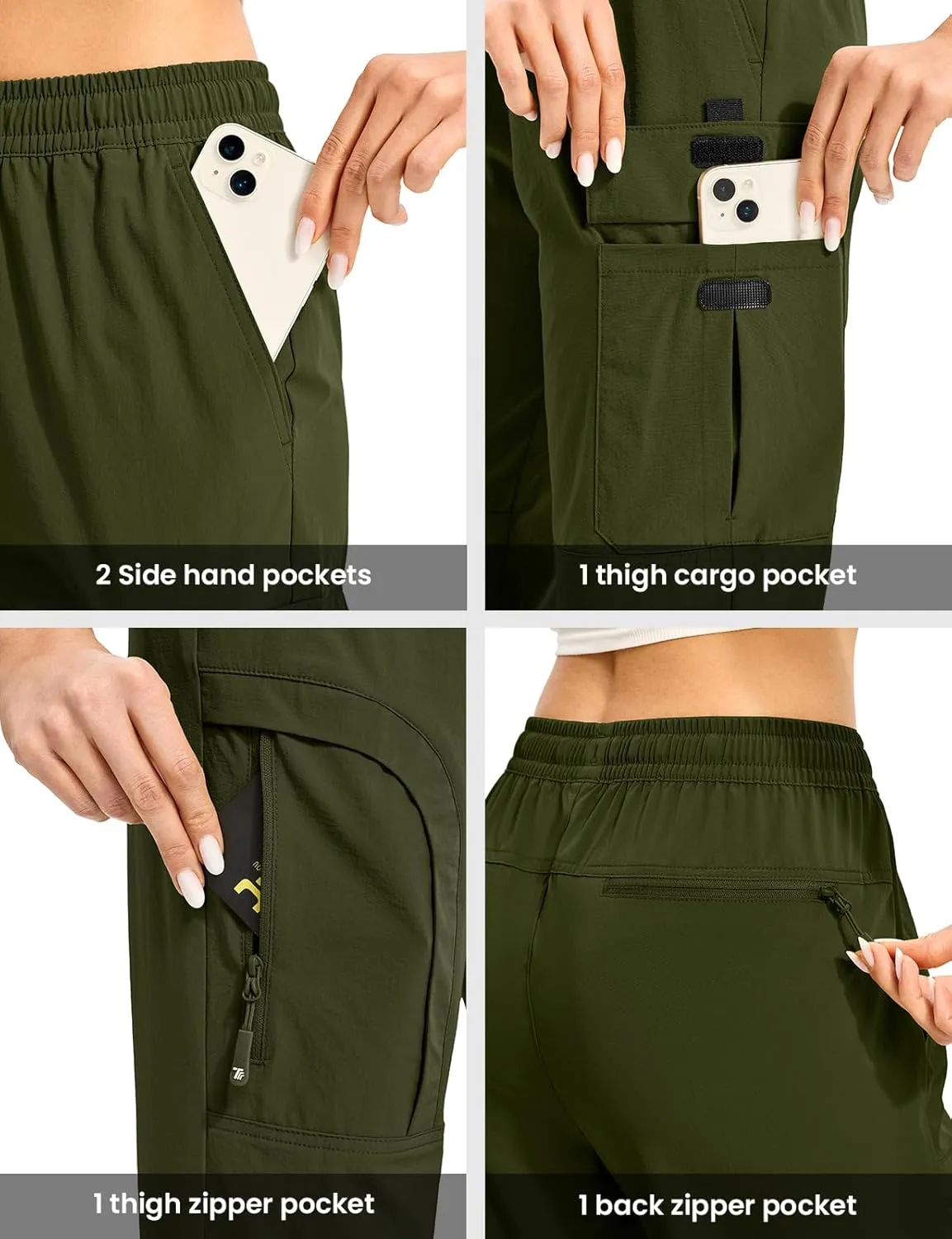 Gopune Women's Hiking Cargo Pants Lightweight Quick Dry Water Resistant Camping Work Travel Pants