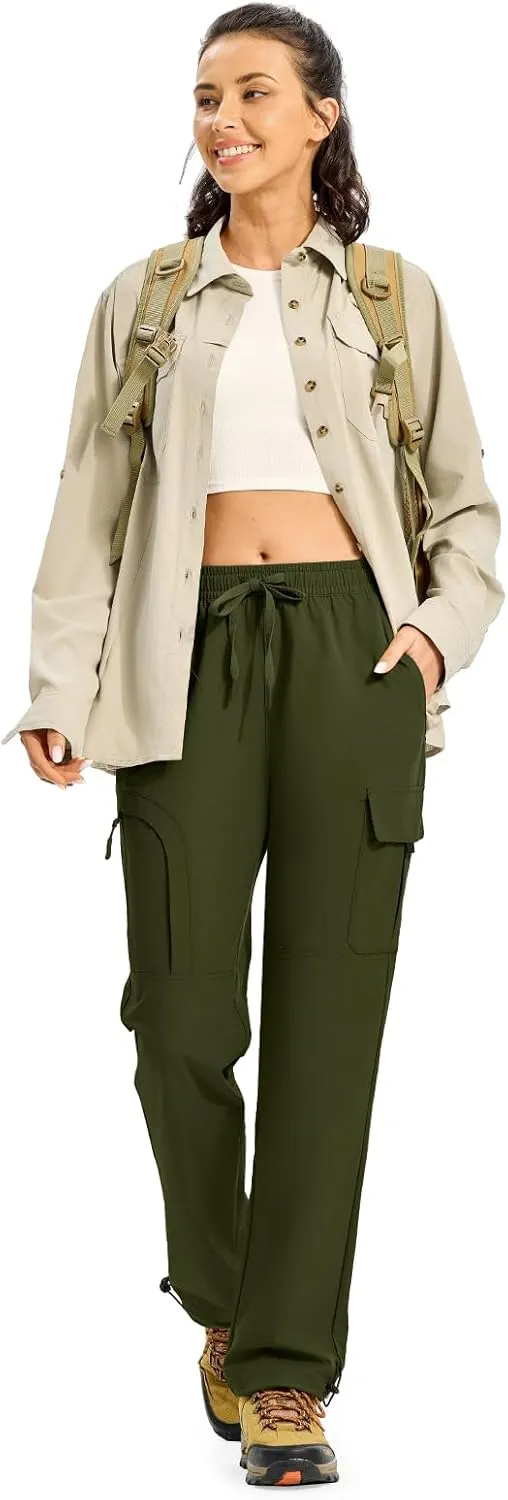 Gopune Women's Hiking Cargo Pants Lightweight Quick Dry Water Resistant Camping Work Travel Pants