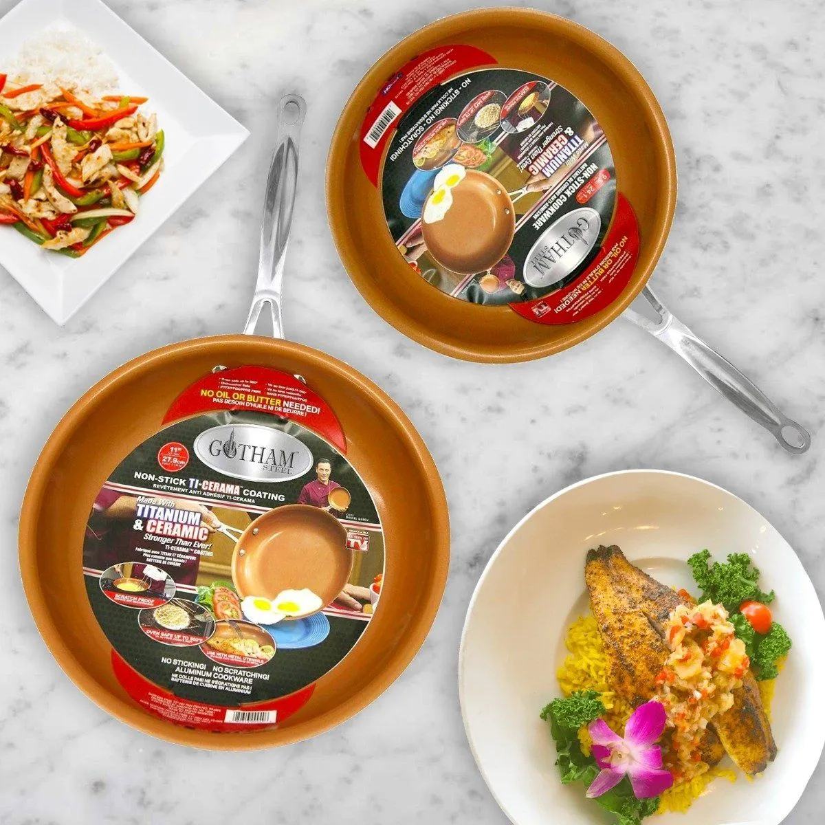 Gotham Weather-resistant Pan Non-Stick 11" Frying Set 9.5 and Steel Sale-priced