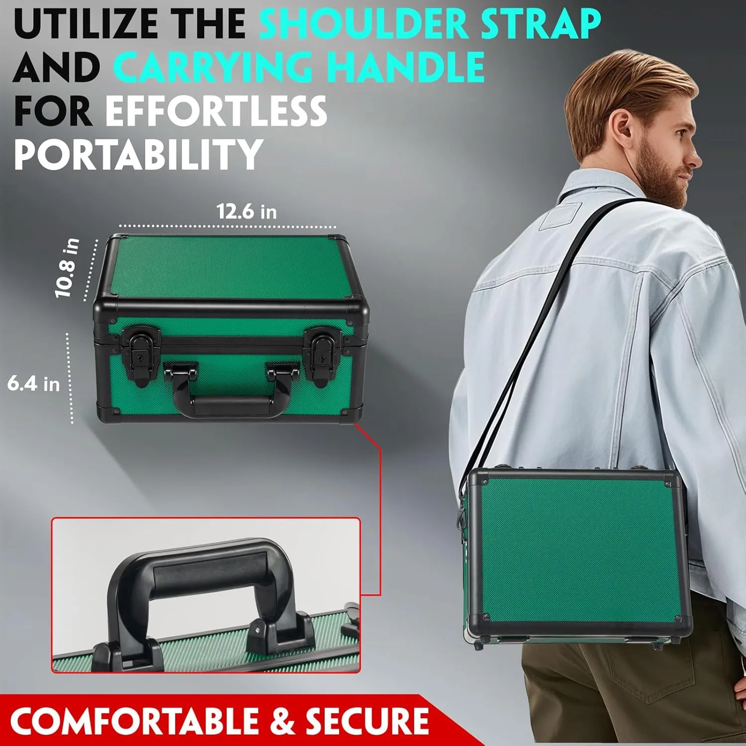 Graded Card Storage Box, Trading Cards Slab Carrying Case, 3 Row Green Hard Sports Cards Holder Boxes with 6 Dividers Fits for PSA BGS SGC Top Loaders Collection