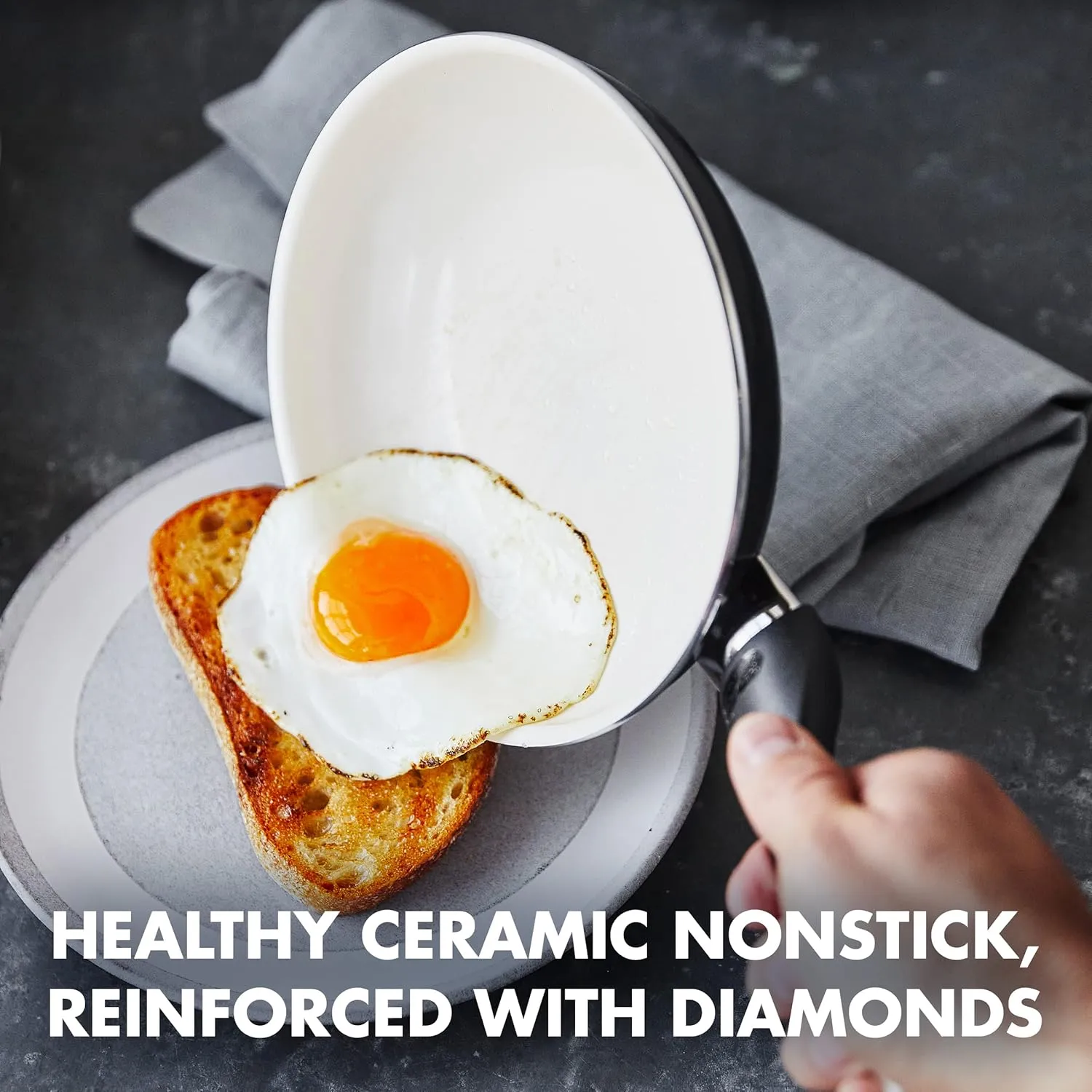 GreenPan Rio Healthy Ceramic Nonstick 20cm and 26cm Frying Pan Skillet Set, PFAS-Free, Dishwasher Safe, Black