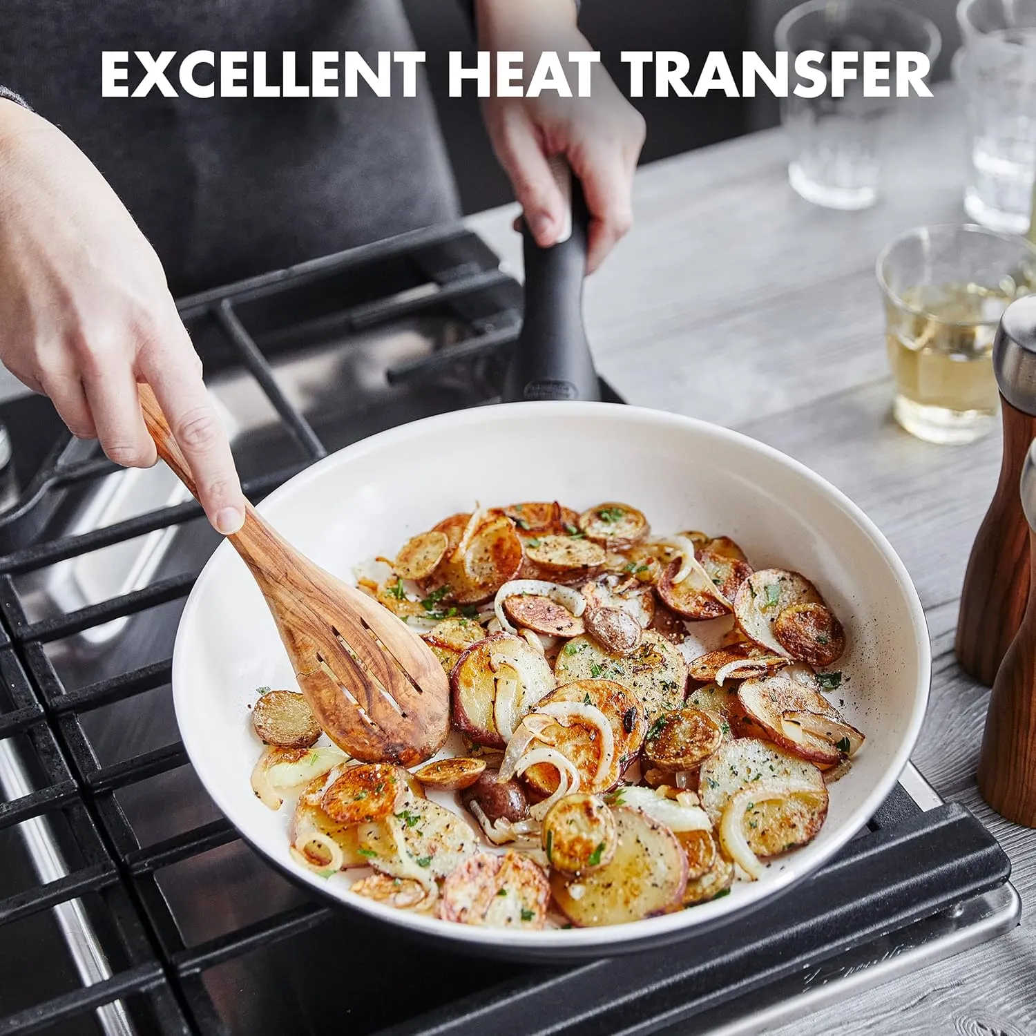 GreenPan Rio Healthy Ceramic Nonstick 20cm and 26cm Frying Pan Skillet Set, PFAS-Free, Dishwasher Safe, Black