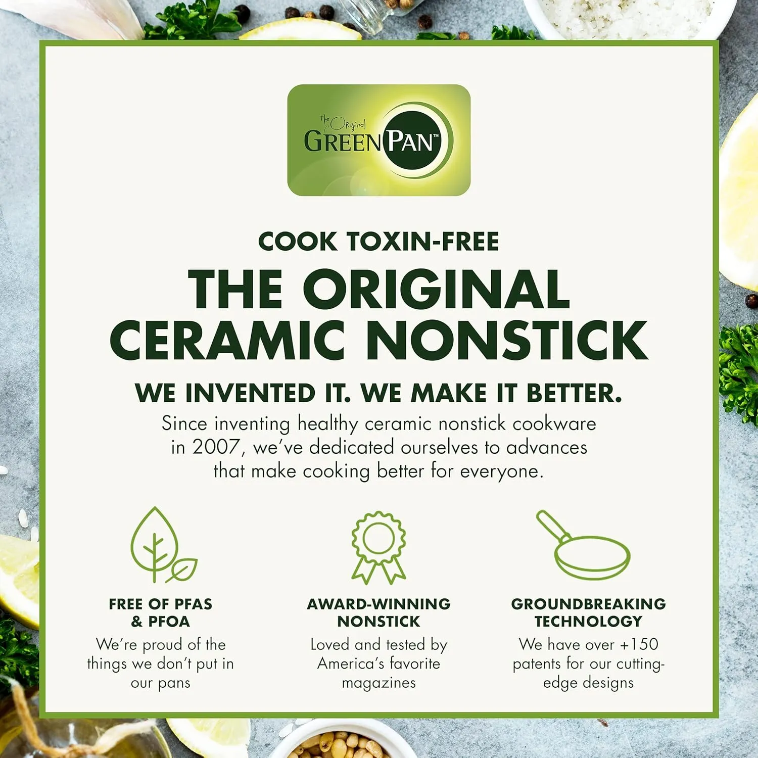 GreenPan Rio Healthy Ceramic Nonstick 20cm and 26cm Frying Pan Skillet Set, PFAS-Free, Dishwasher Safe, Black