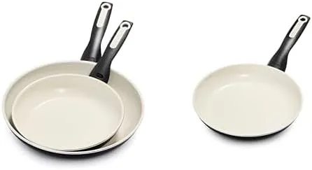 GreenPan Rio Healthy Ceramic Nonstick 20cm and 26cm Frying Pan Skillet Set, PFAS-Free, Dishwasher Safe, Black