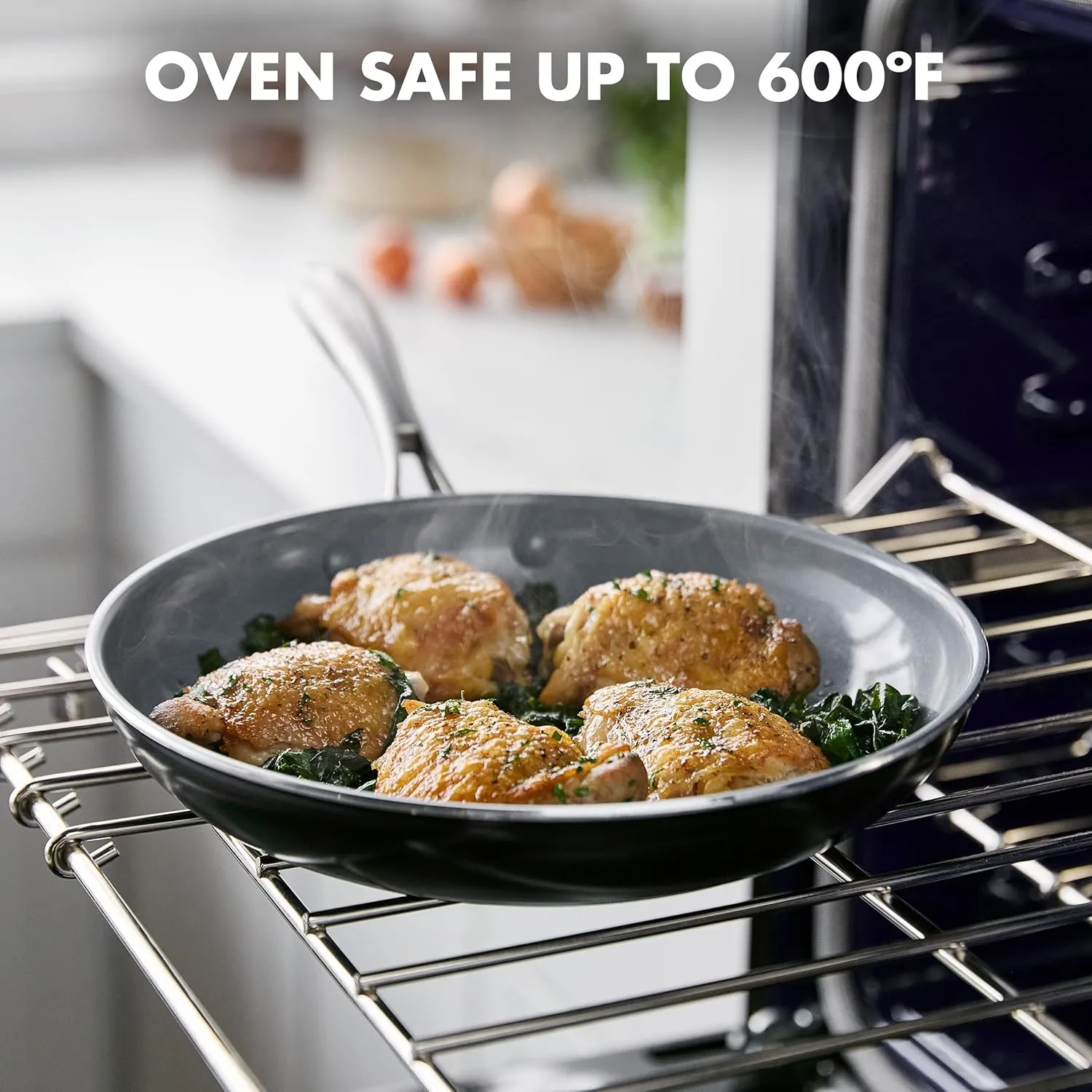GreenPan Swift Healthy Ceramic Nonstick, 8" Frying Pan Skillet, Stainless Steel Handle, PFAS-Free, Dishwasher Safe, Oven Safe, Black