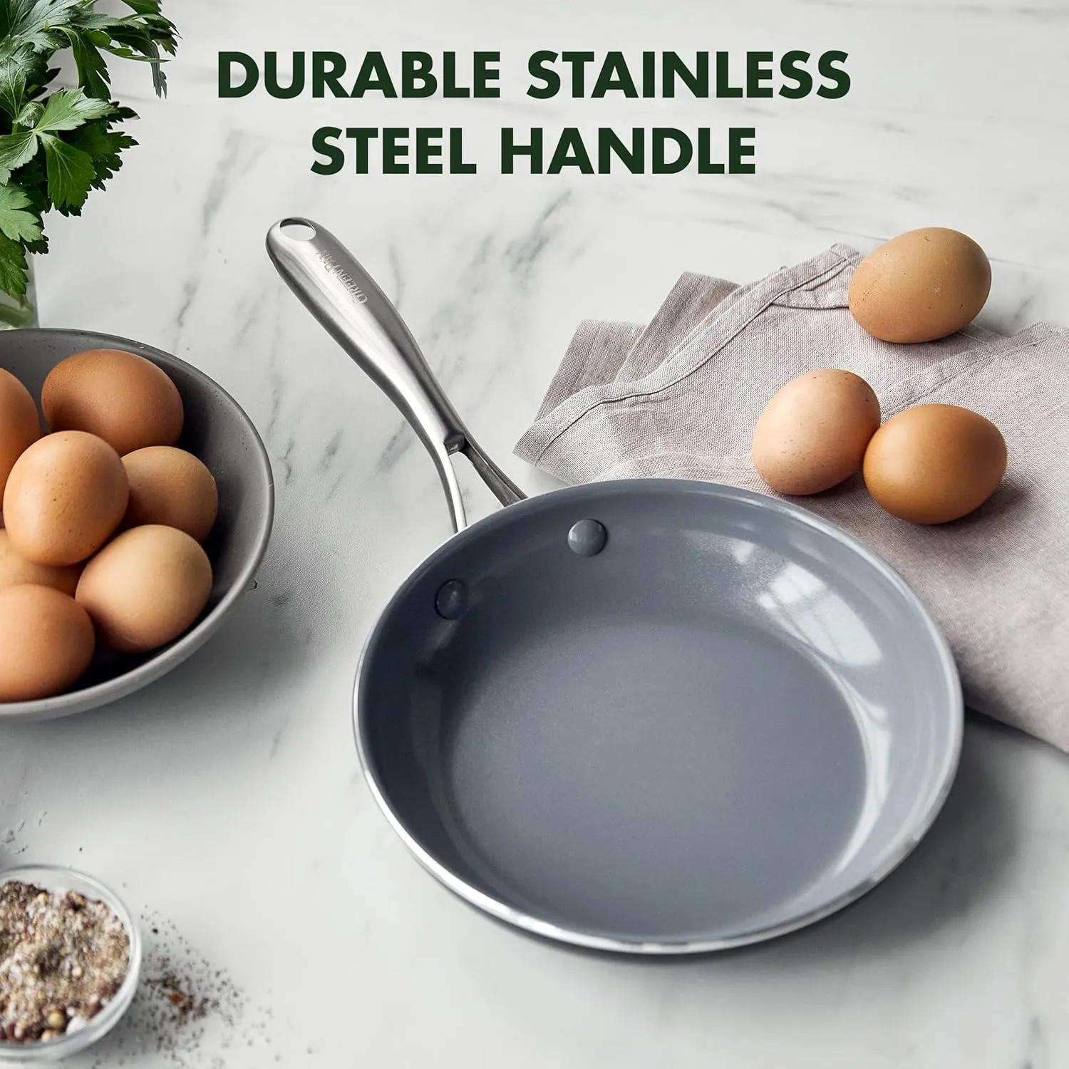 GreenPan Swift Healthy Ceramic Nonstick, 8" Frying Pan Skillet, Stainless Steel Handle, PFAS-Free, Dishwasher Safe, Oven Safe, Black