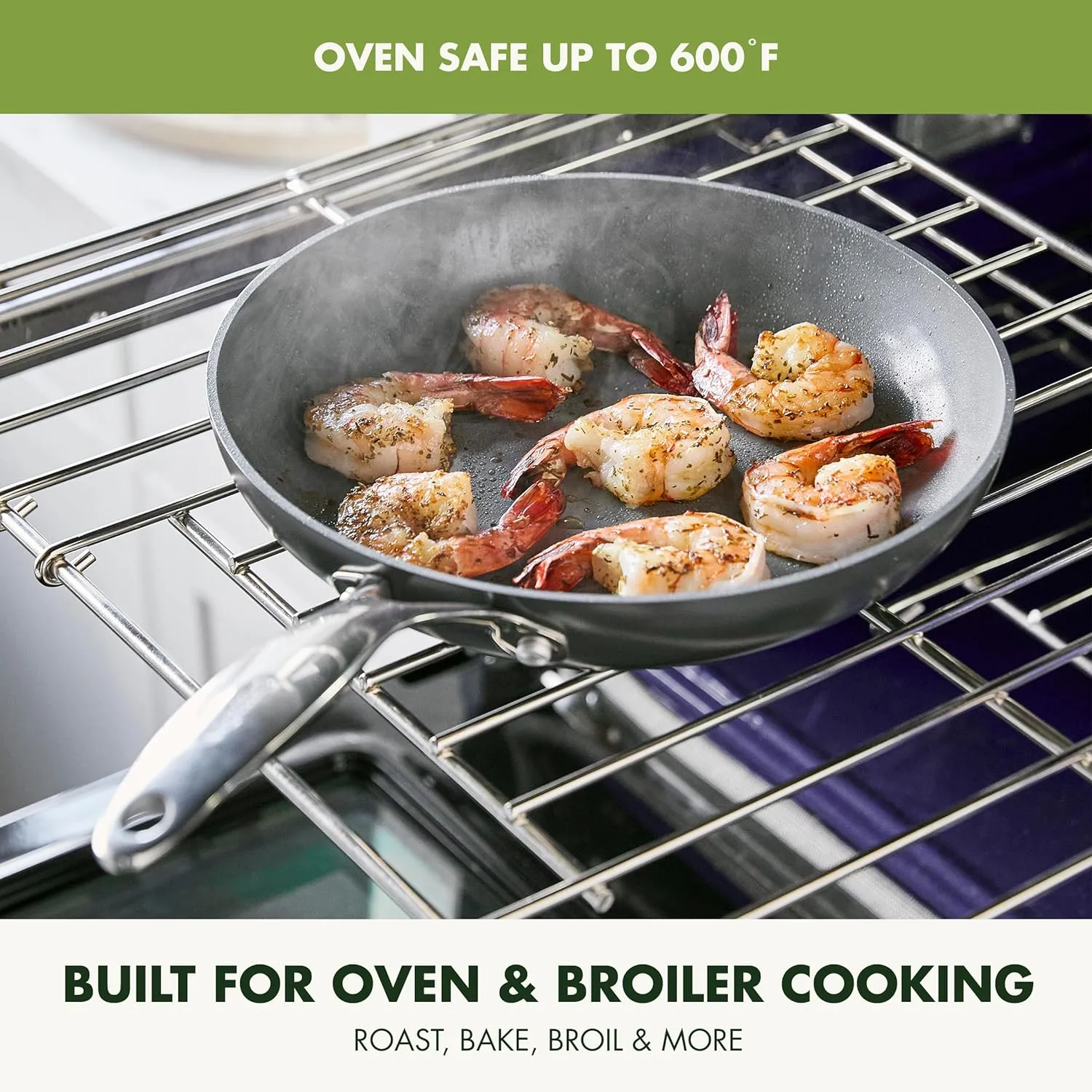GreenPan Valencia Pro Hard Anodized 3 Piece Fry Pan Skillet Set, Ceramic Nonstick 8" 9.5" and 11" Induction Suitable Frying Pans, PFAS-Free Cookware, Dishwasher Safe, Oven and Broiler Safe, Gray