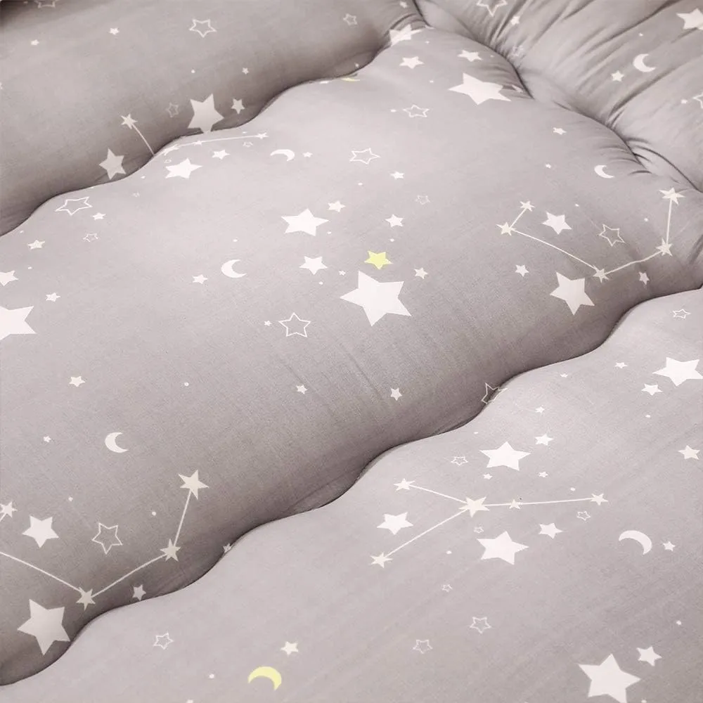 Grey Constellation Japanese Floor Futon Mattress, Tatami Floor Mat Portable Camping Mattress Kids Sleeping Pad Foldable Roll Up Floor Lounger Couch Bed with Mattress Protector Full Size
