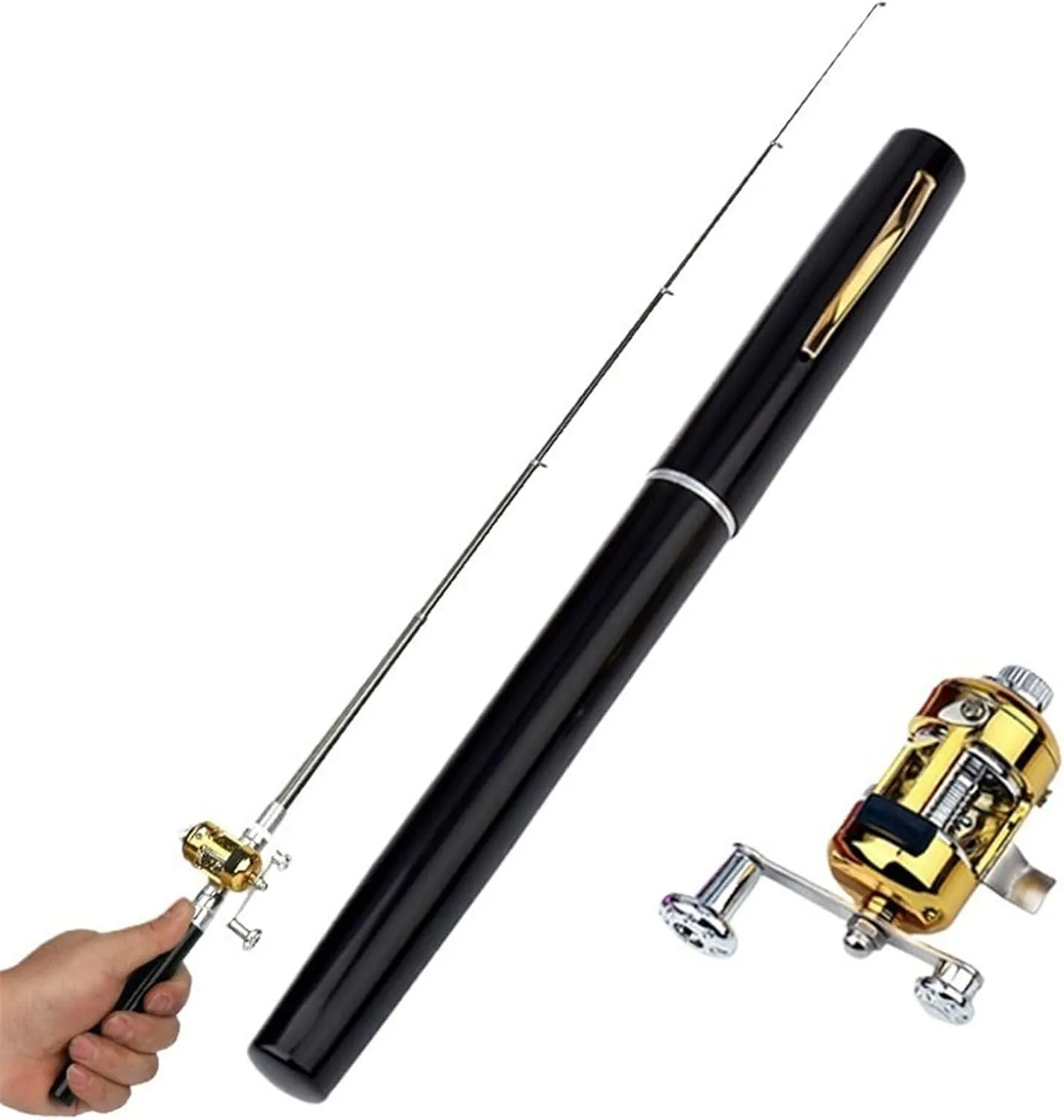 GRFIT Fishing Rod Mini Telescopic Fishing Rod Pocket Portable Folding Fishing Rod with Reel Wheel Portable Fishing Rod