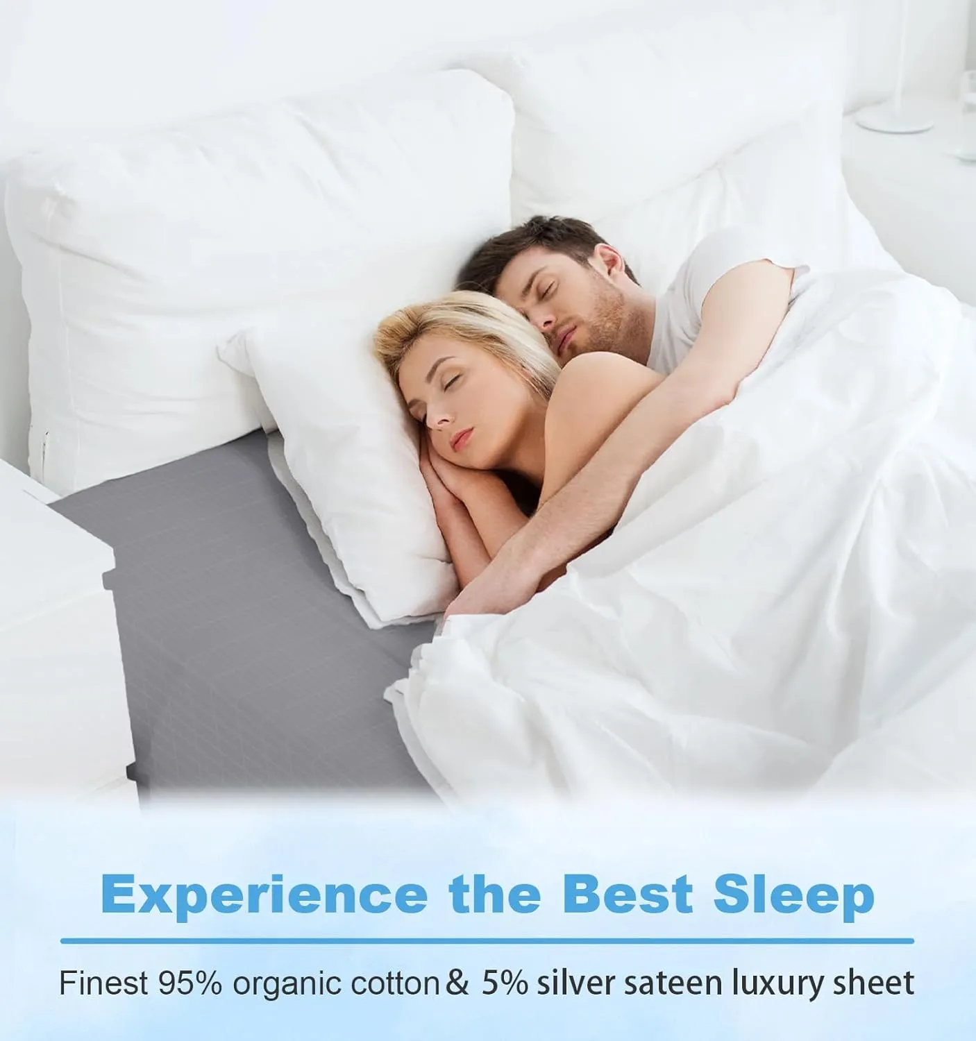 Grounding Fitted Sheet Kit, Grounding Sheets with Deep Pocket, Organic Cotton&Silver Fiber, Conductivity Bed Cover for Sleeping, Earth Connected Bedding (Twin)