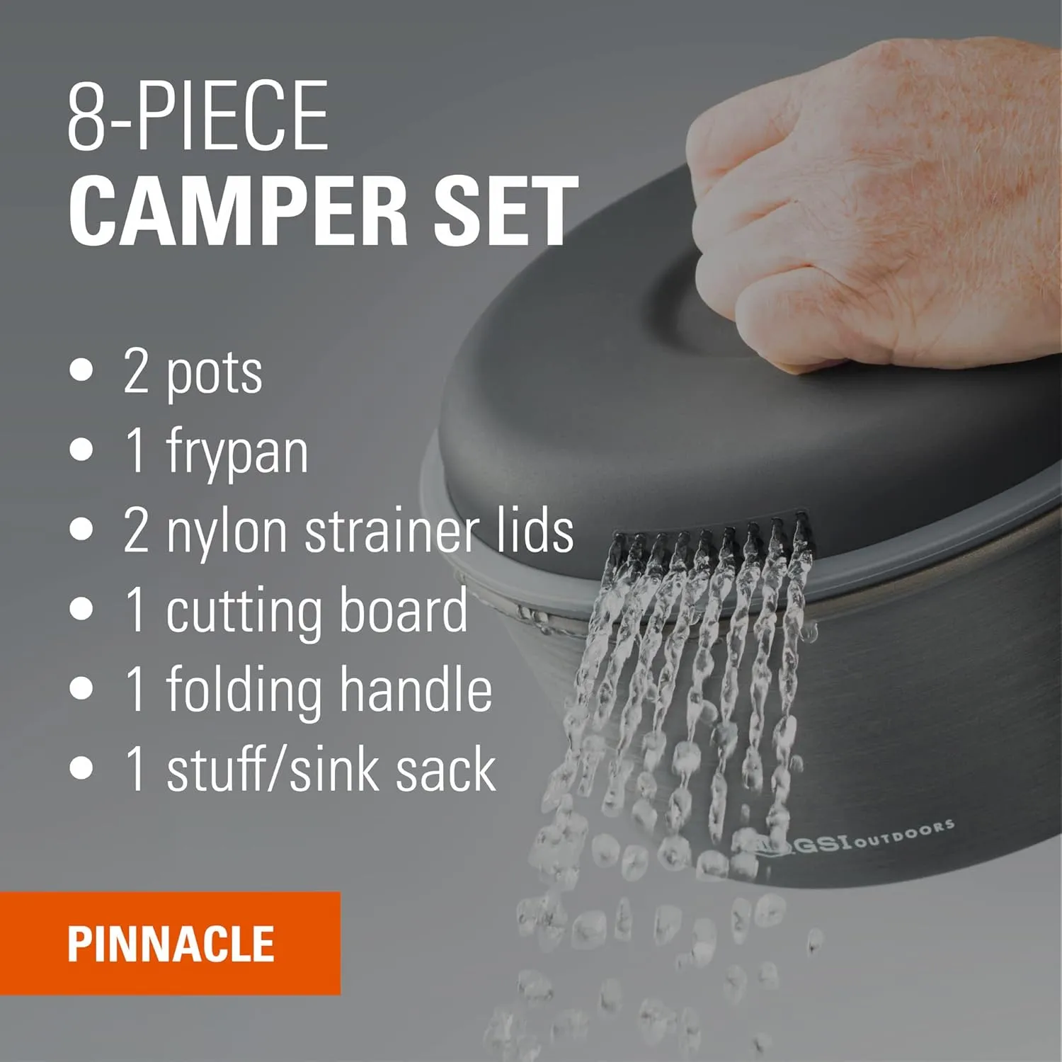 GSI Outdoors, Pinnacle Base Camper, 8-Piece Camp Cookset