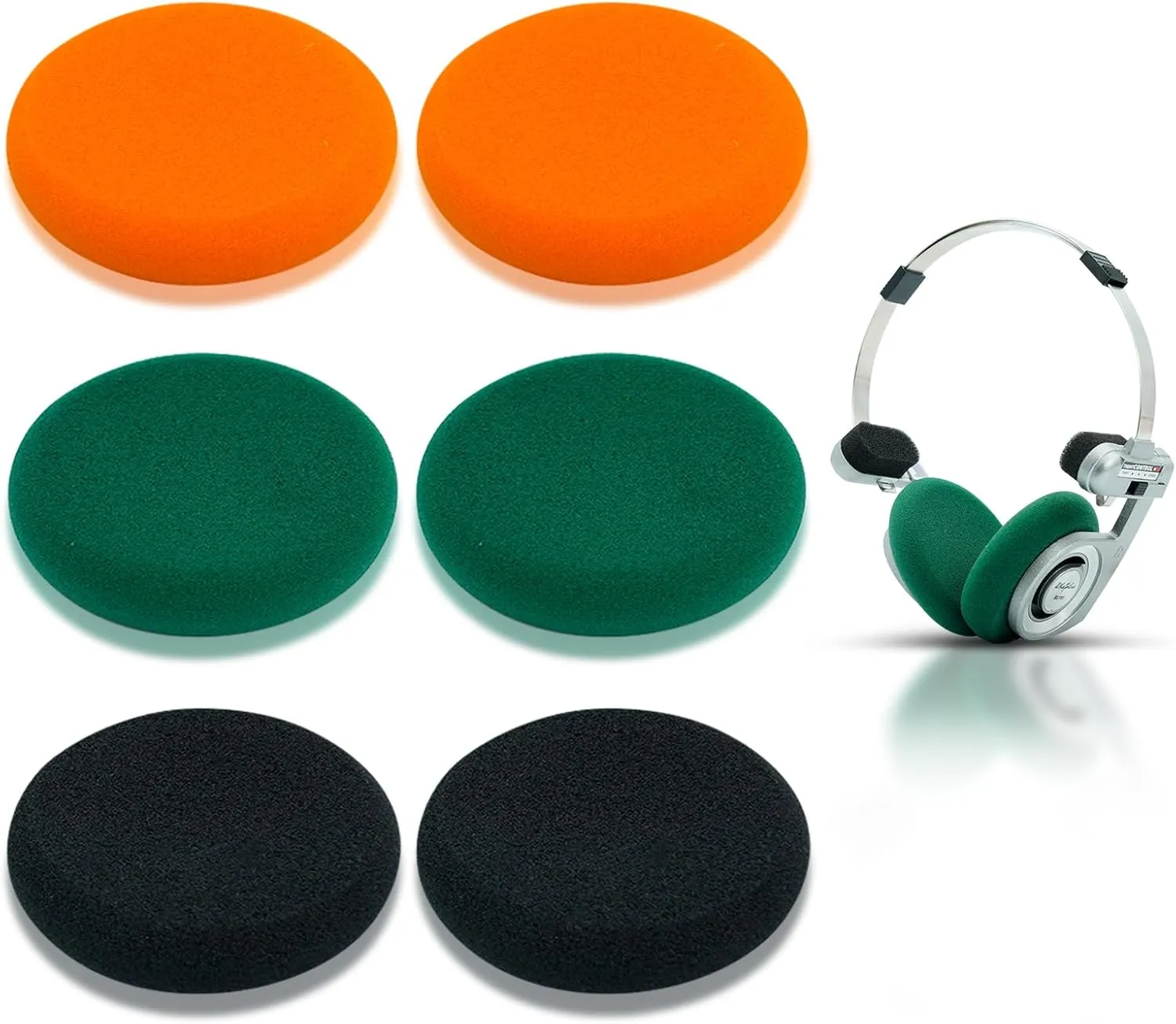 GVOEARS Replacement Cushion Earpads for Koss Portapro Headphones 3 Pairs (Black&Orange&Green)