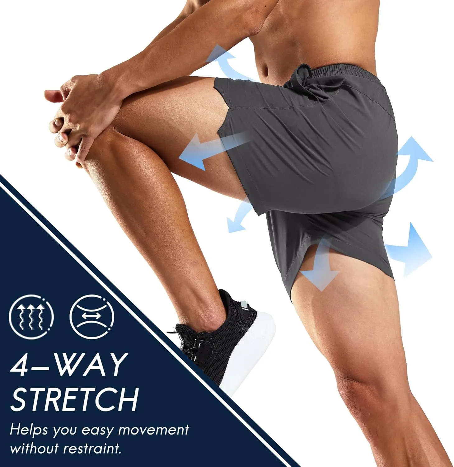 Haimont 5 Inch Mens Dry Fit Running Athletic Shorts with Pockets, Water Resistant Lightweight Quick Dry Gym Workout Shorts