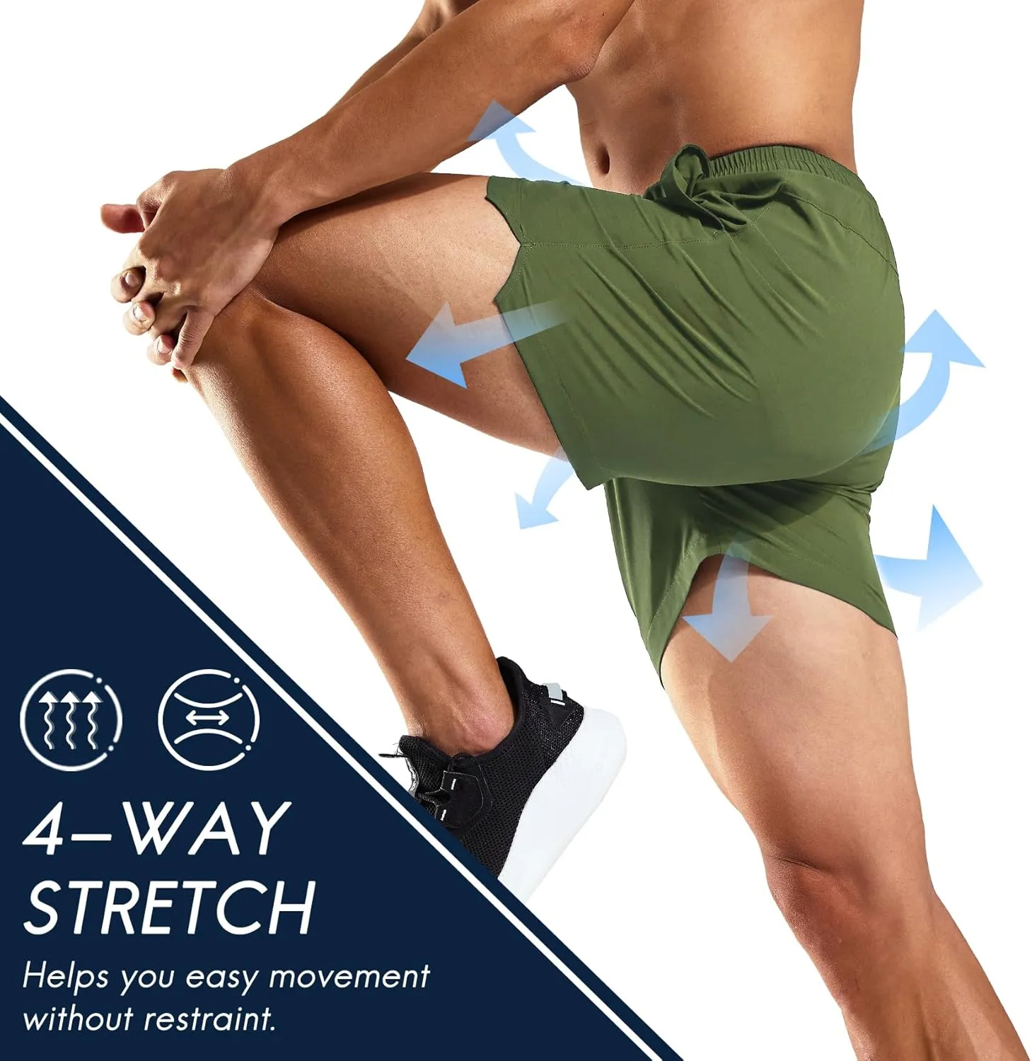 Haimont 5 Inch Mens Dry Fit Running Athletic Shorts with Pockets, Water Resistant Lightweight Quick Dry Gym Workout Shorts