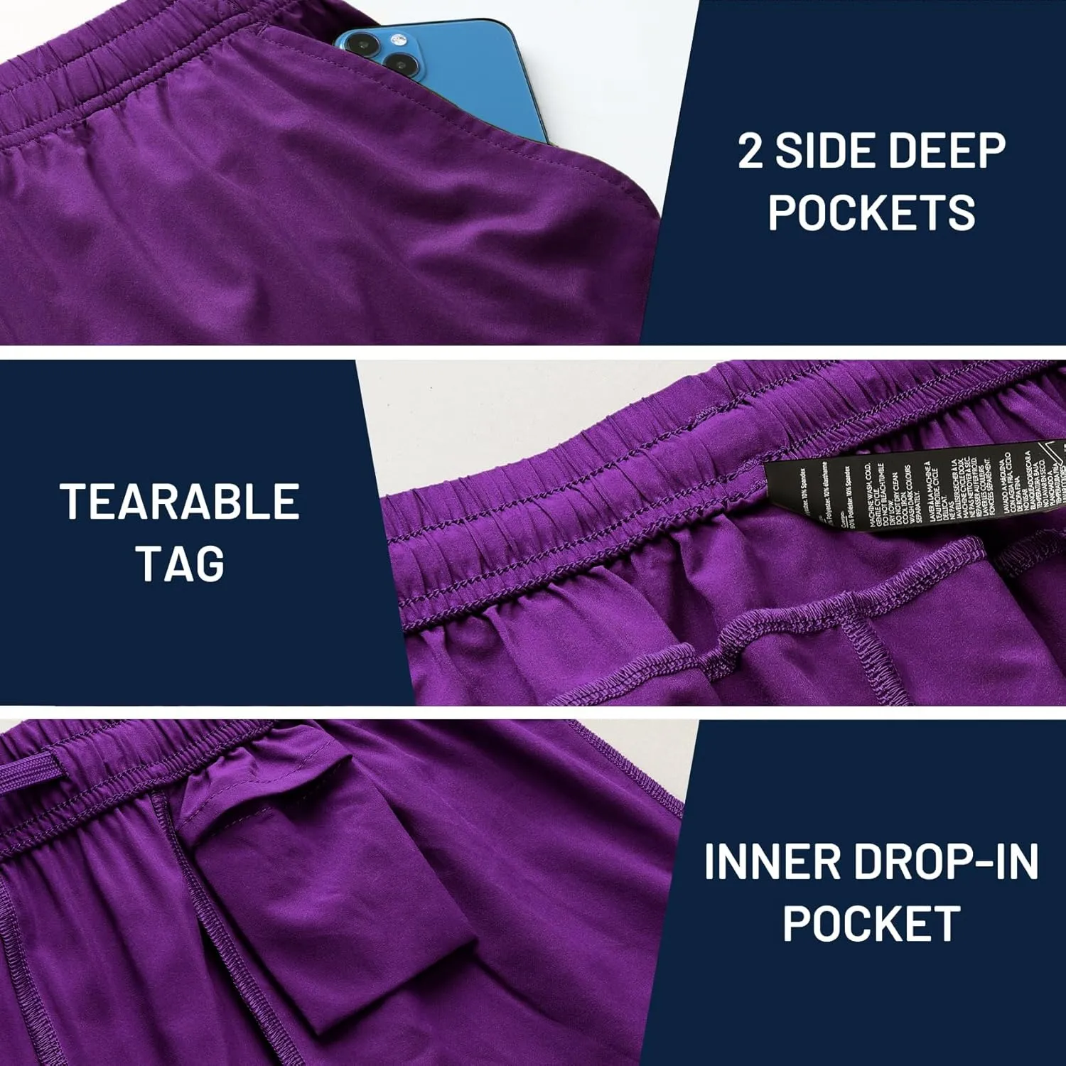 Haimont 5 Inch Mens Dry Fit Running Athletic Shorts with Pockets, Water Resistant Lightweight Quick Dry Gym Workout Shorts