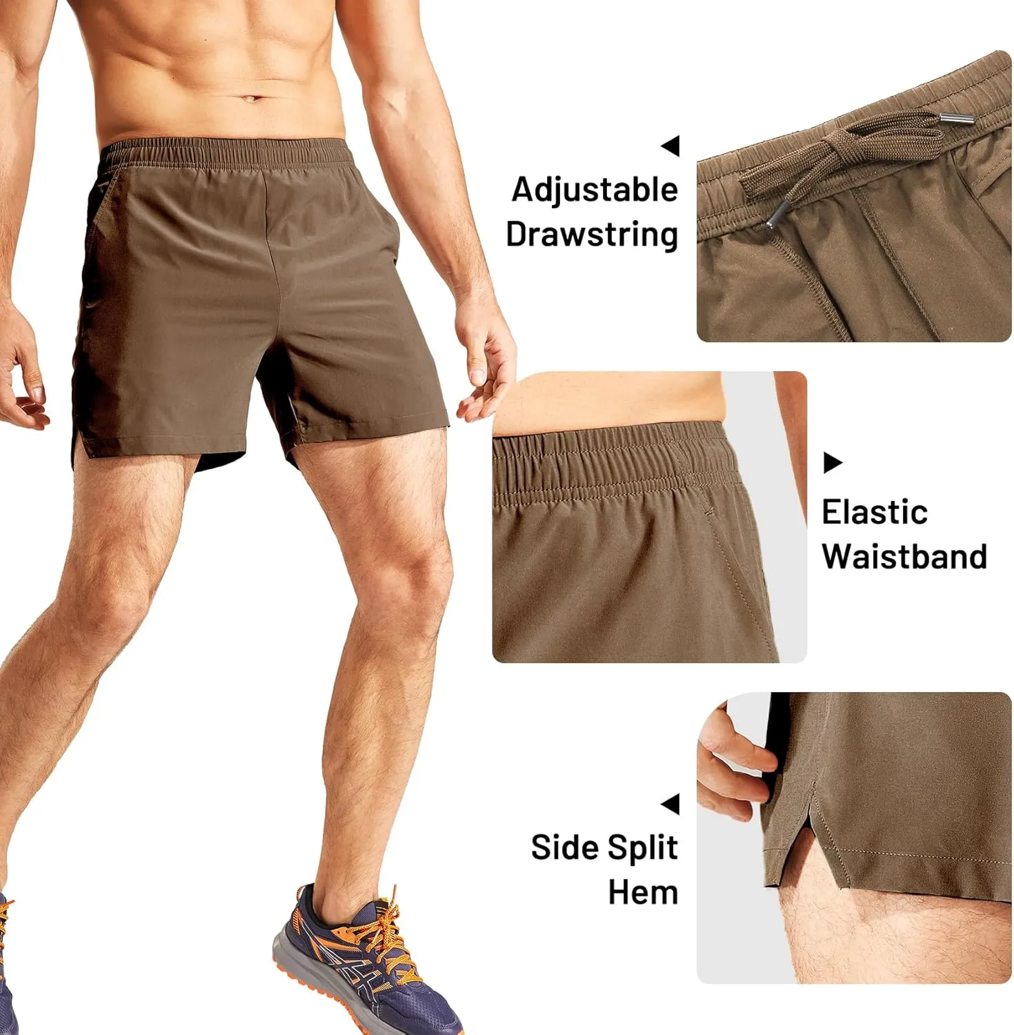 Haimont 5 Inch Mens Dry Fit Running Athletic Shorts with Pockets, Water Resistant Lightweight Quick Dry Gym Workout Shorts