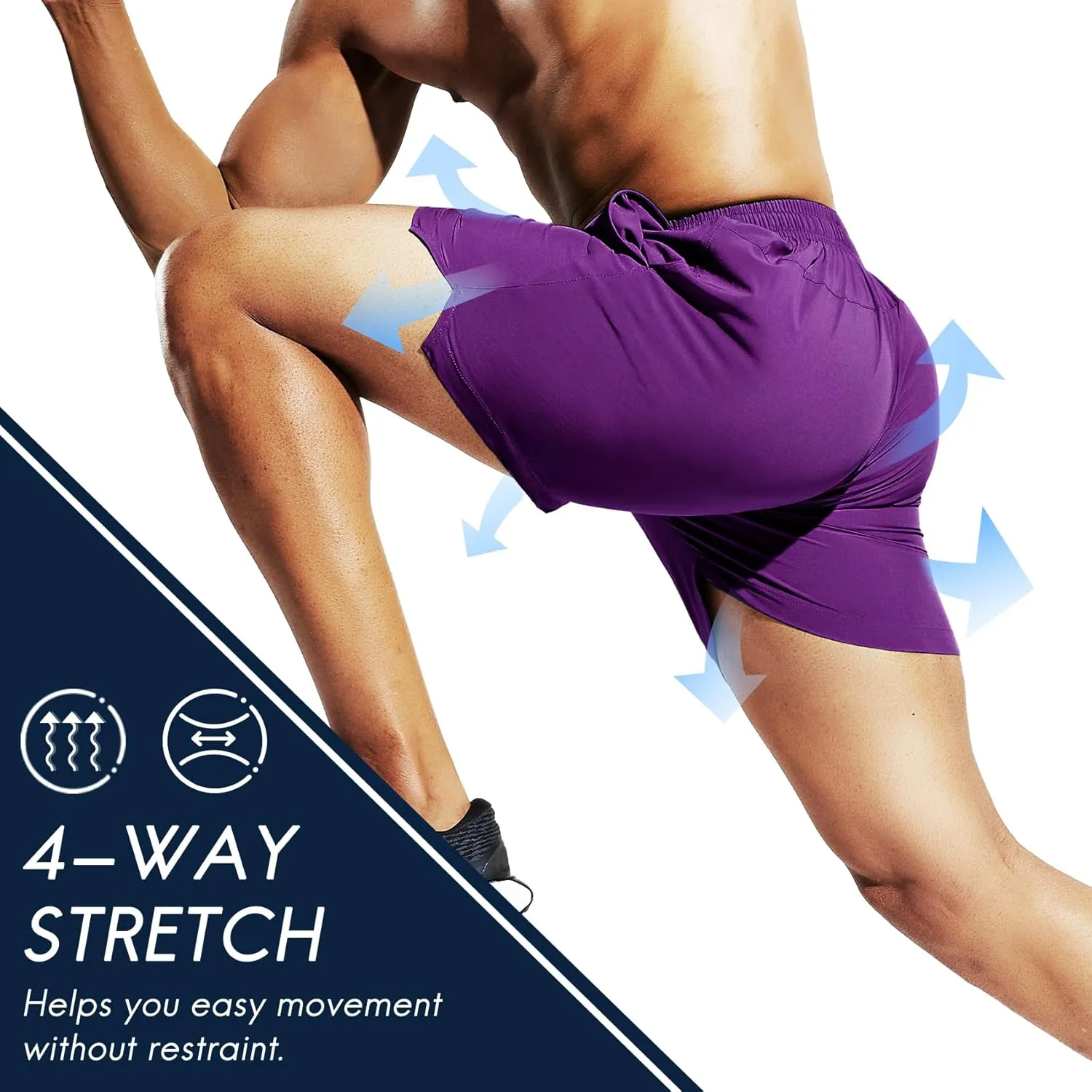 Haimont 5 Inch Mens Dry Fit Running Athletic Shorts with Pockets, Water Resistant Lightweight Quick Dry Gym Workout Shorts