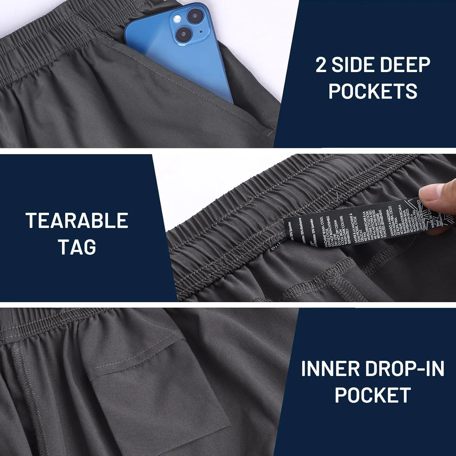 Haimont 5 Inch Mens Dry Fit Running Athletic Shorts with Pockets, Water Resistant Lightweight Quick Dry Gym Workout Shorts