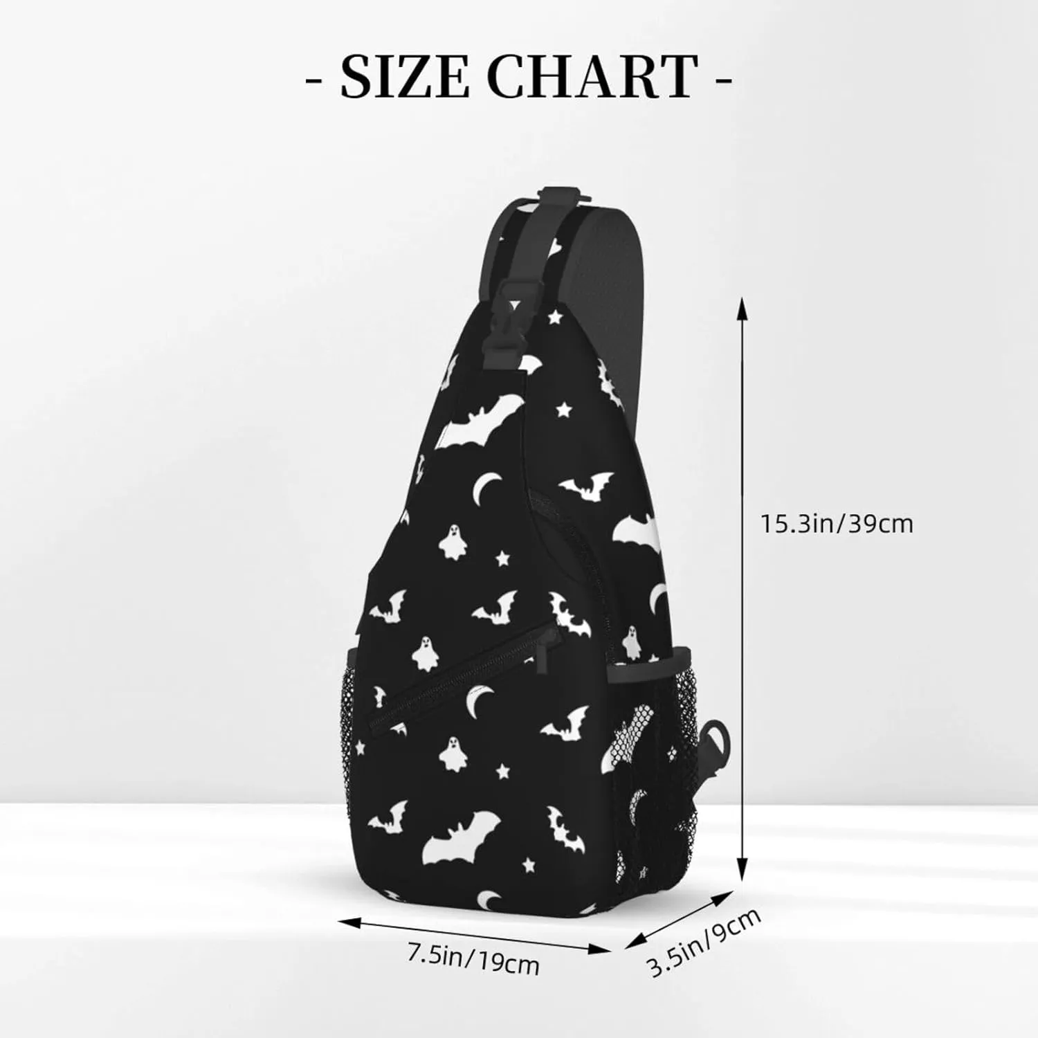 Halloween Goth Bats and Moon Sling Backpack for Women Men, Chest Bag Daypack Crossbody for Travel Sport Running Hiking