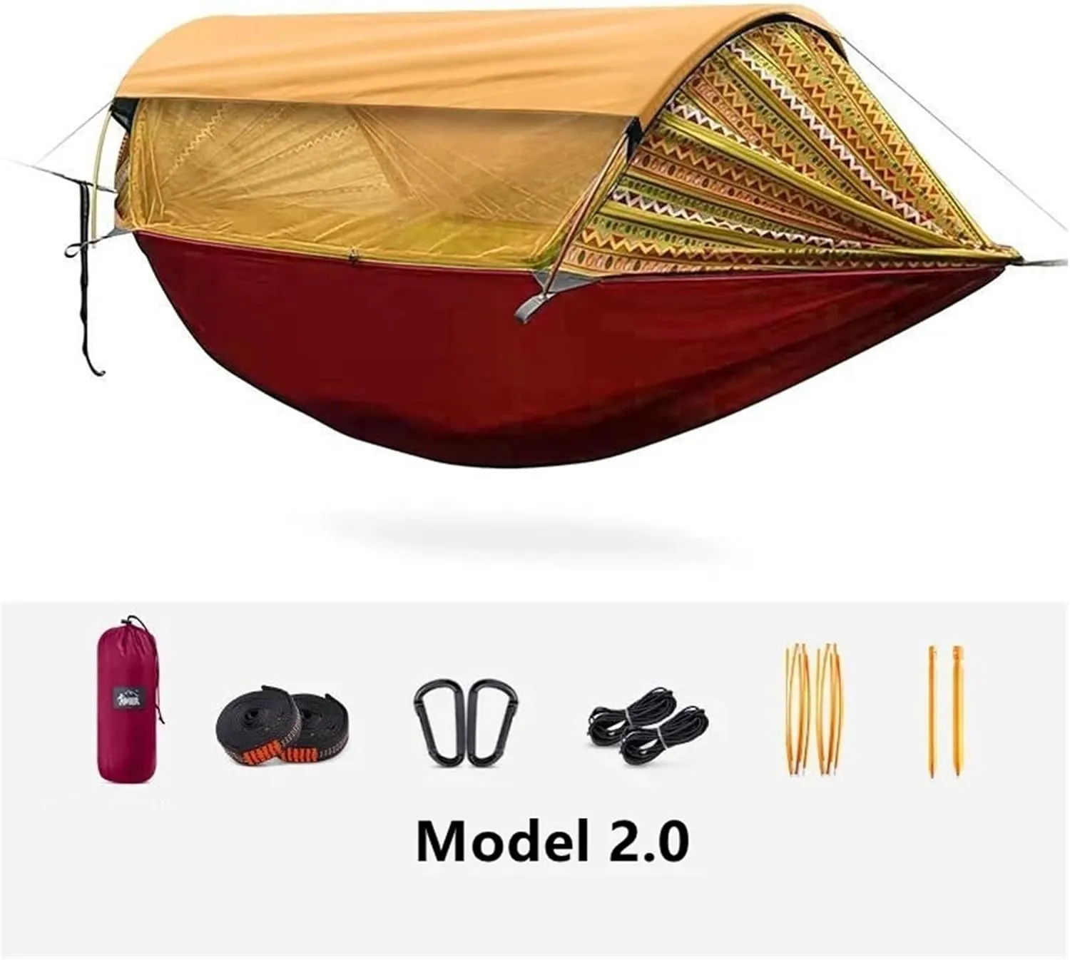 Hammock Bohemian Outdoor Camping Hammock 2.0 Version Mosquito Proof and Hammock with Sunshade Lightweight(Pink 2.0)