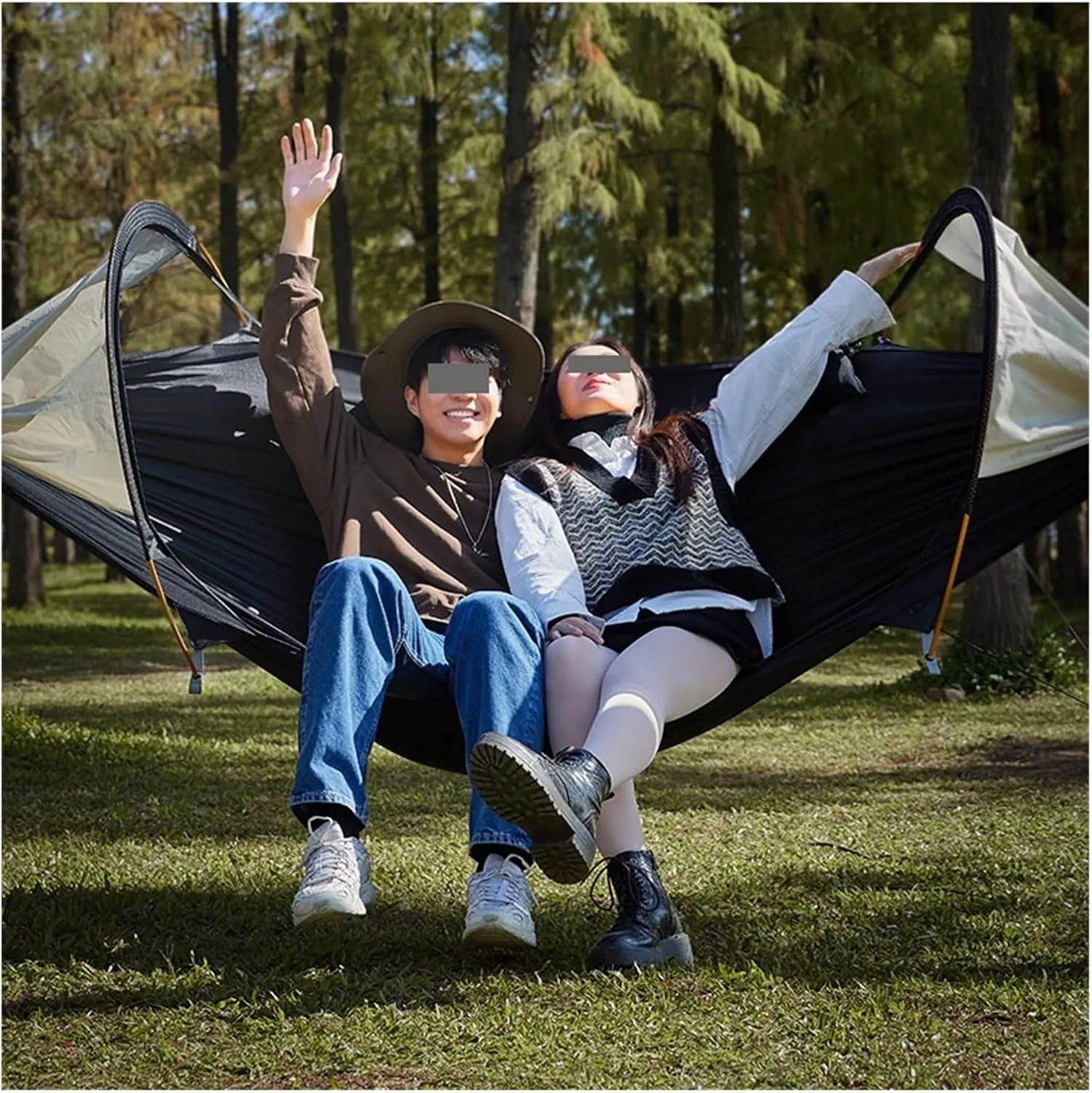 Hammock Bohemian Outdoor Camping Hammock 2.0 Version Mosquito Proof and Hammock with Sunshade Lightweight(Pink 2.0)