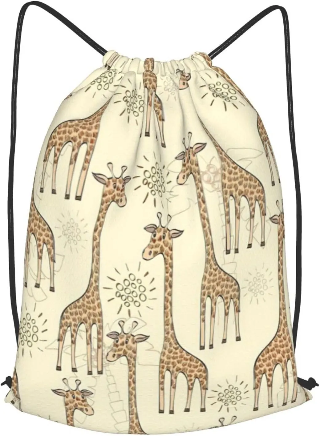 Hand Drawn Giraffes Drawstring Cinch Backpack Polyester Sack Pack String Bag For Hiking Camping Adventure