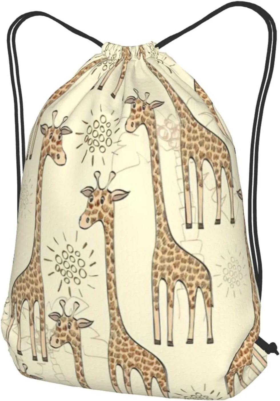 Hand Drawn Giraffes Drawstring Cinch Backpack Polyester Sack Pack String Bag For Hiking Camping Adventure