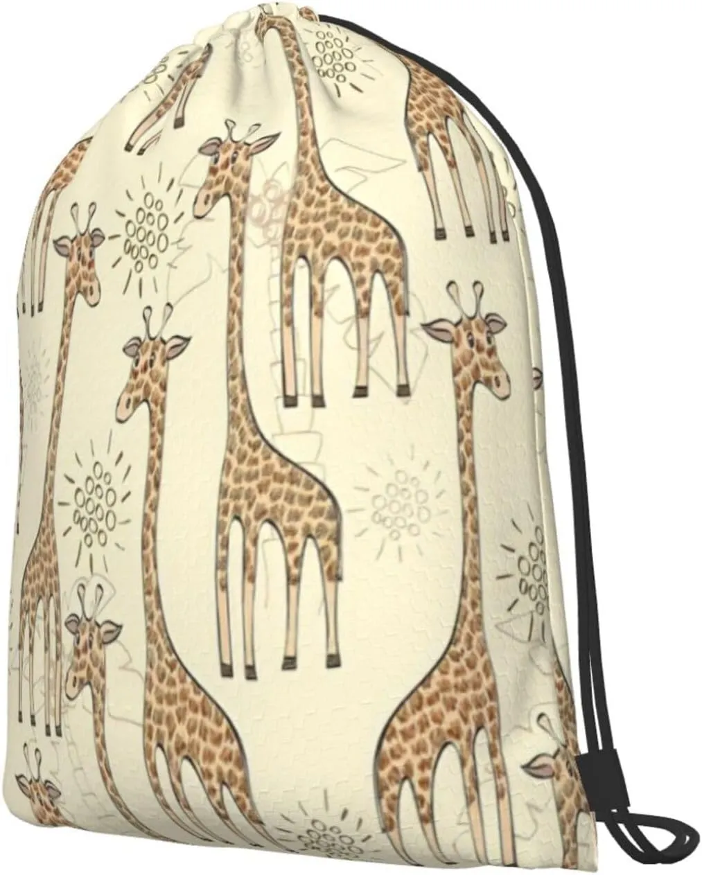 Hand Drawn Giraffes Drawstring Cinch Backpack Polyester Sack Pack String Bag For Hiking Camping Adventure