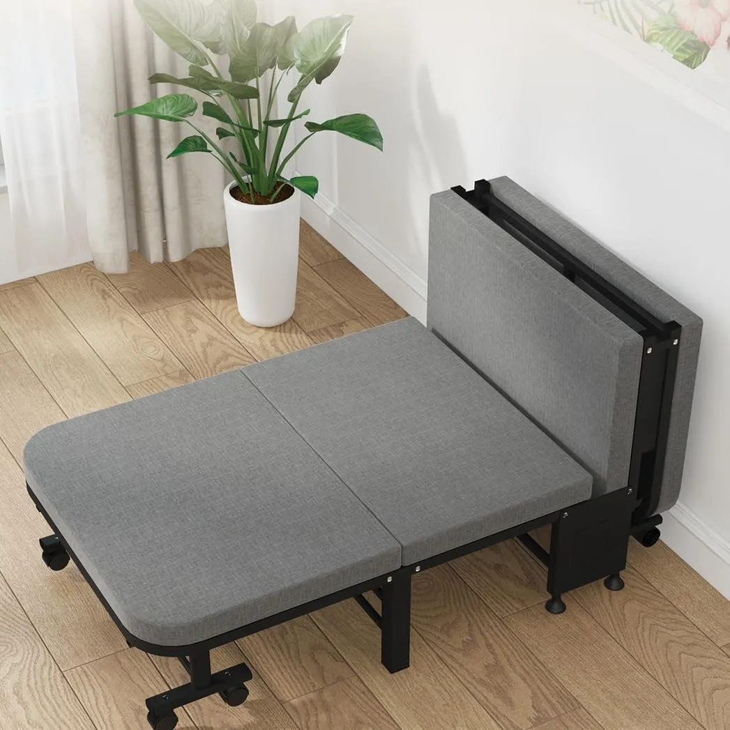 HAOWINS-PAN Four-fold Folding Bed Folding Chair Sofa Bed Sheets Human Folding Bed Folding Bed Office Camp Bed Single Bed