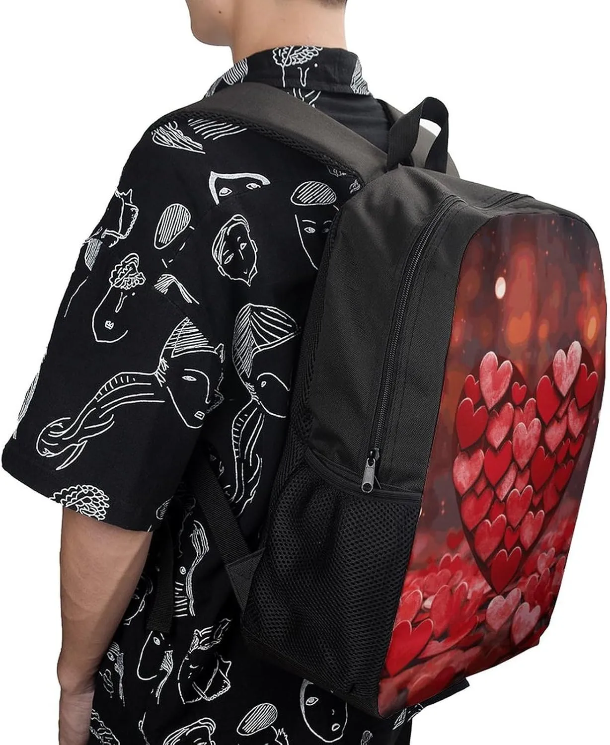 Hearts Love Backpack, Laptop Backpack for Men, 17 Inch Travel Hiking Daypack, Casual Backpack