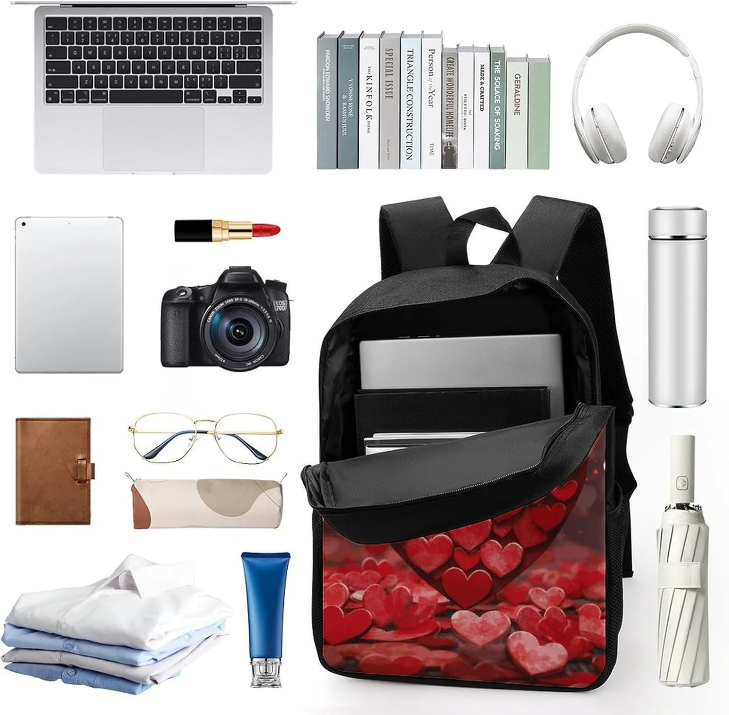 Hearts Love Backpack, Laptop Backpack for Men, 17 Inch Travel Hiking Daypack, Casual Backpack