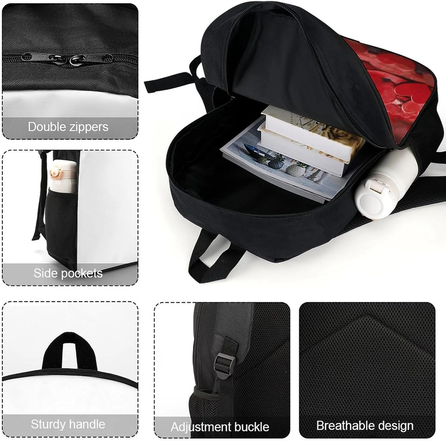 Hearts Love Backpack, Laptop Backpack for Men, 17 Inch Travel Hiking Daypack, Casual Backpack