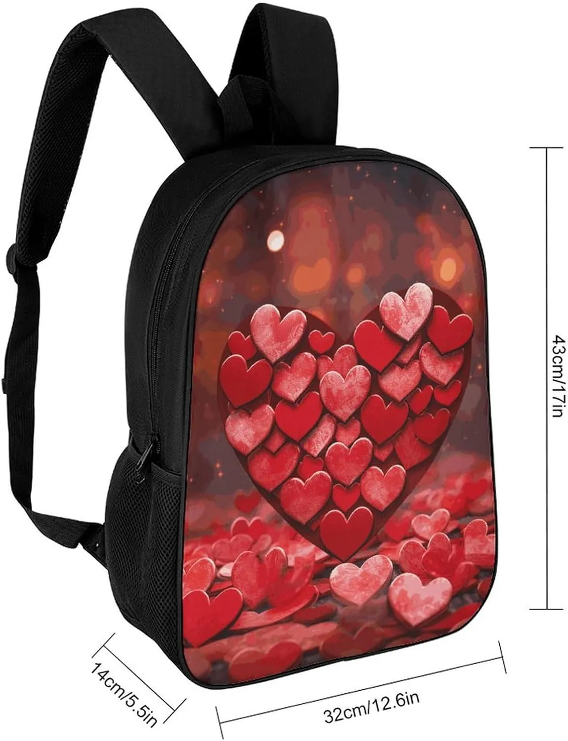 Hearts Love Backpack, Laptop Backpack for Men, 17 Inch Travel Hiking Daypack, Casual Backpack
