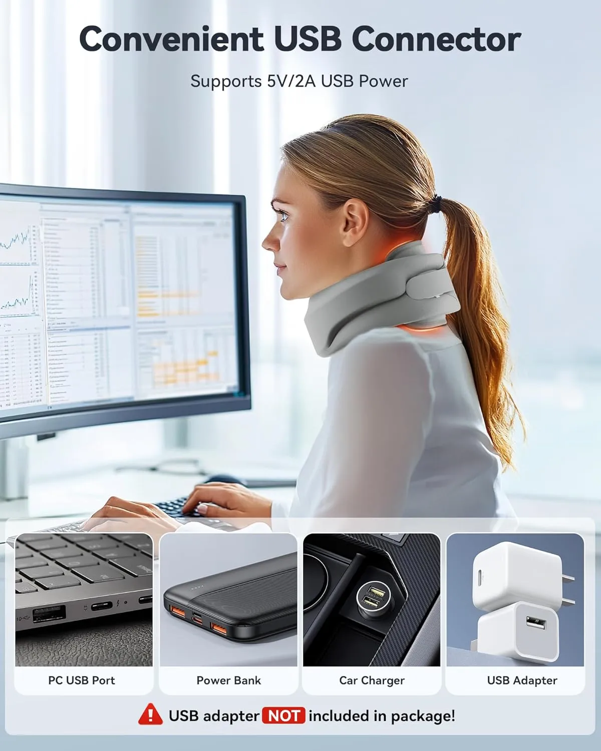 Heated Neck Brace Cervical Collar - Neck Support Brace with Heating Pad, Soft Foam Wraps Keep Vertebrae Stable and Aligned for Relief of Cervical Spine Pressure for Women & Men Gray (S Size)