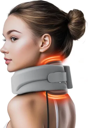 Heated Neck Brace Cervical Collar - Neck Support Brace with Heating Pad, Soft Foam Wraps Keep Vertebrae Stable and Aligned for Relief of Cervical Spine Pressure for Women & Men Gray (S Size)
