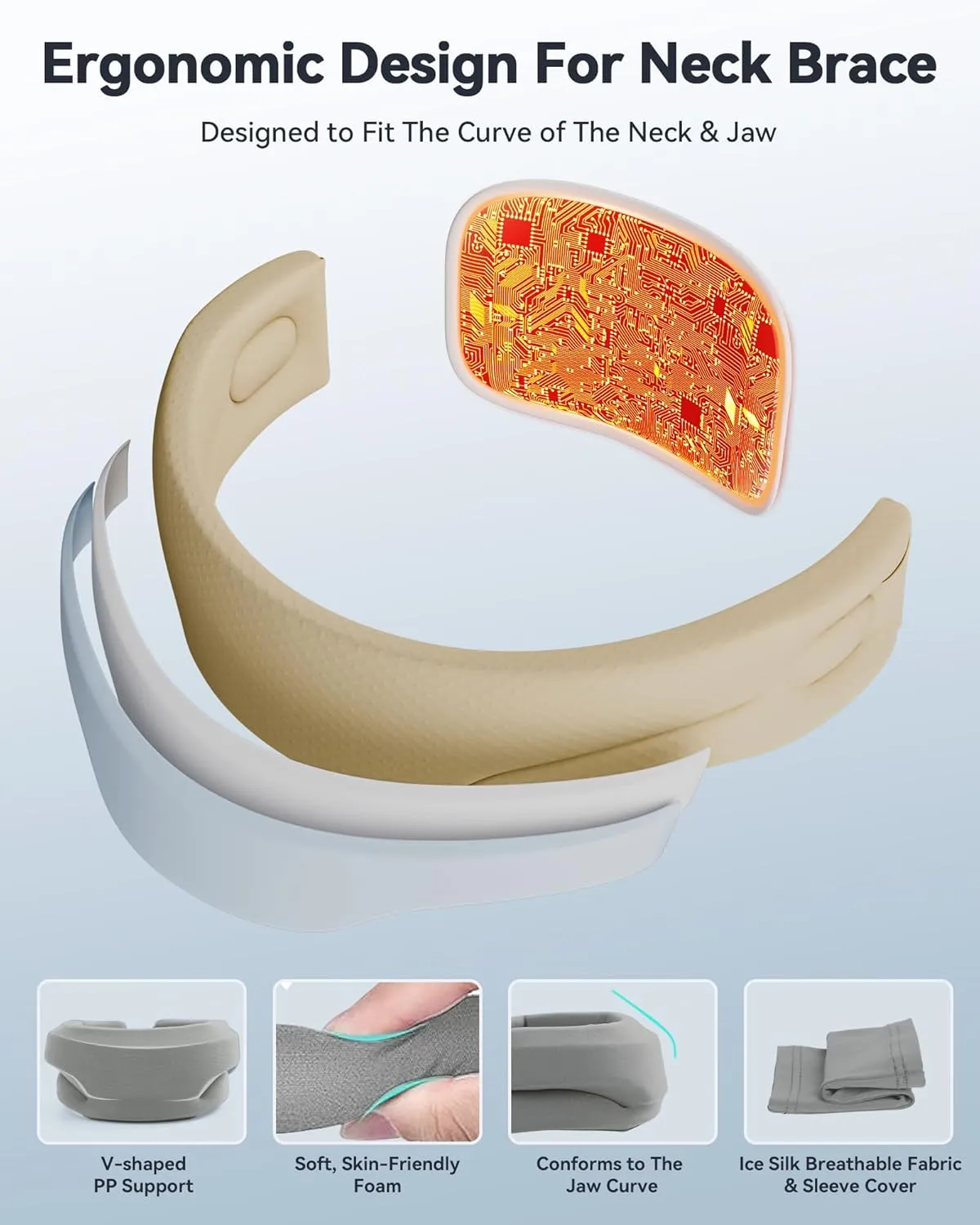 Heated Neck Brace Cervical Collar - Neck Support Brace with Heating Pad, Soft Foam Wraps Keep Vertebrae Stable and Aligned for Relief of Cervical Spine Pressure for Women & Men Gray (S Size)