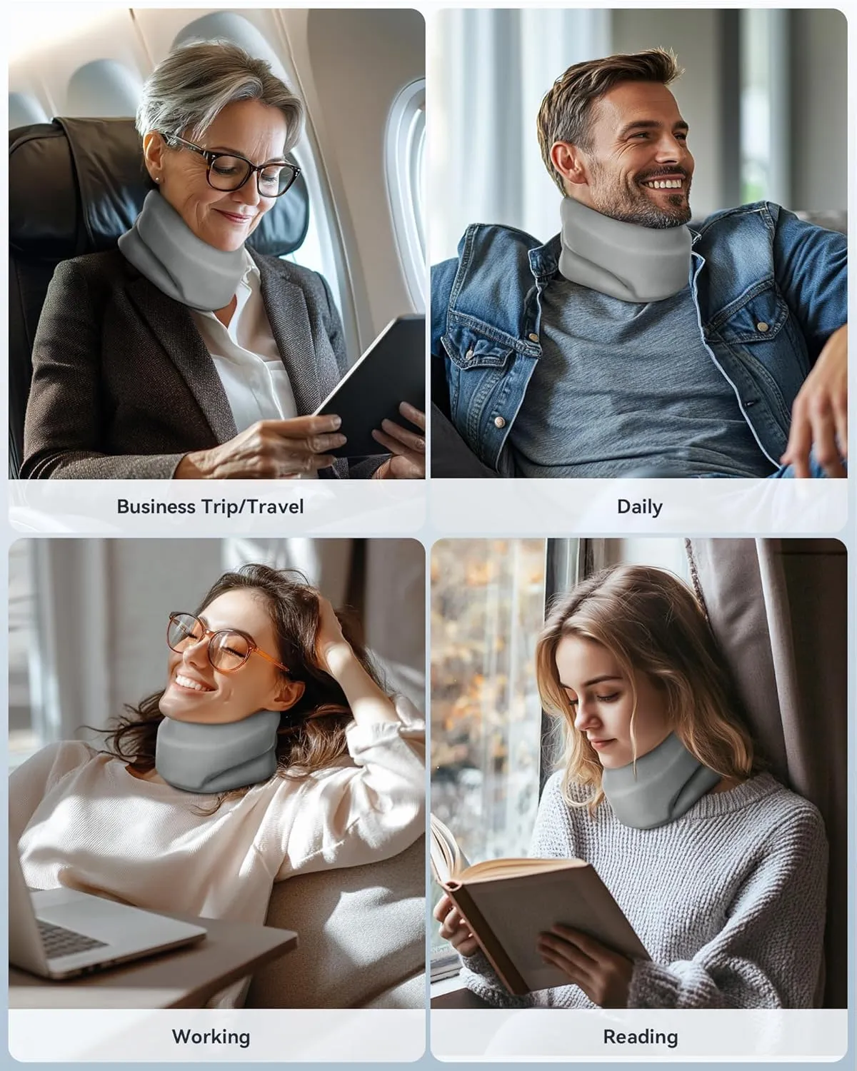 Heated Neck Brace Cervical Collar - Neck Support Brace with Heating Pad, Soft Foam Wraps Keep Vertebrae Stable and Aligned for Relief of Cervical Spine Pressure for Women & Men Gray (S Size)