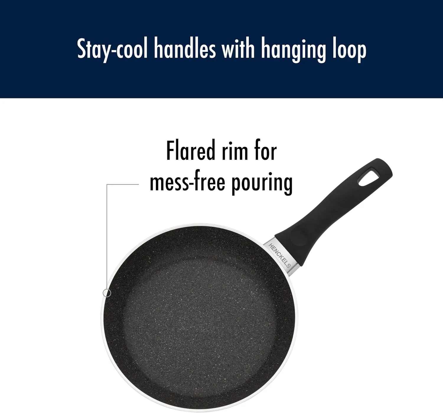 Henckels Everlift 8-inch Granitium Nonstick Frying Pan, Made in Italy, durable 3-layer granite-hued nonstick coating from recycled materials, Oven safe to 400°F, Dishwasher safe