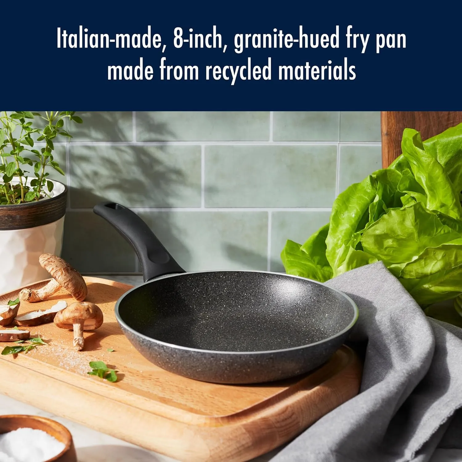 Henckels Everlift 8-inch Granitium Nonstick Frying Pan, Made in Italy, durable 3-layer granite-hued nonstick coating from recycled materials, Oven safe to 400°F, Dishwasher safe